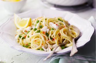 Essentials magazine, crab and chilli pasta