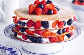 Essentials magazine, berry brandy snap layer cake