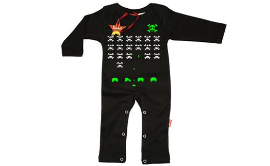 space invaders, baby clothes space invaders, baby clothes