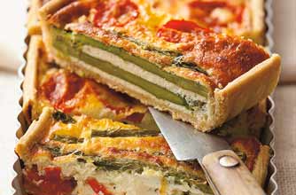 Roast asparagus and tomato tart