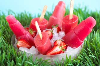 Strawberry sorbet lollies