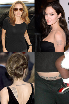 Angelina Jolie, celebrity tattoo, tattoo Angelina Jolie, celebrity tattoo, tattoo