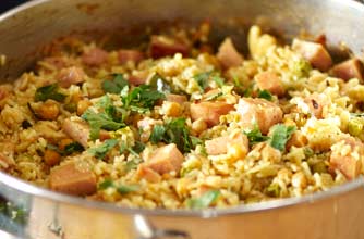 Phil Vickery's mild curried Spam pilaff recipe
