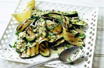 Griddled courgettes with mint and lemon