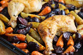 One-pan roast chicken and beetroot recipe One-pan roast chicken and beetroot recipe