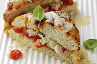 Cheddar and pepperonata focaccia