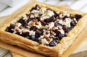 Beetroot, goat's cheese and hazelnut tart recipe Beetroot, goat's cheese and hazelnut tart recipe