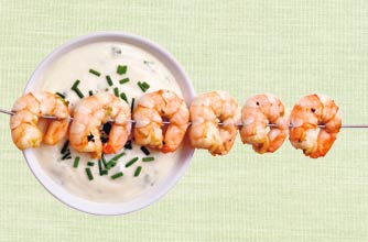prawn kebab with horseradish mayo