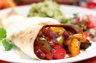 Pepper and courgette burritos