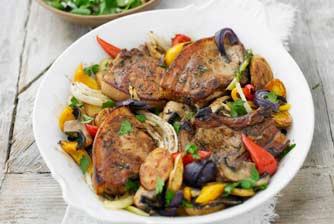 One-pot pork chops & Med veg