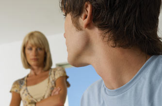 Teenage boy arguing with his mum