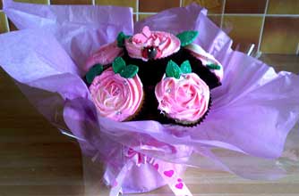 Joanne's pink cupcake bouquet Joanne's pink cupcake bouquet