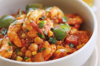 Prawn and chickpea balti