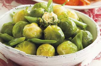 Beans and sprouts with mint butter