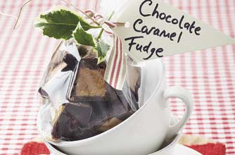 Chocolate-coated caramel fudge