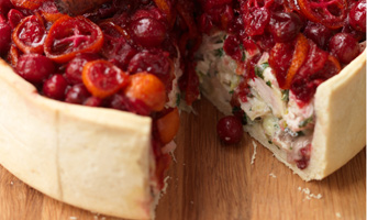 Turkey and ham pie with cranberry topping, recipes Turkey and ham pie with cranberry topping, recipes