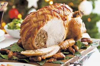 Roast turkey with olde English chestnut stuffing recipe - goodtoknow