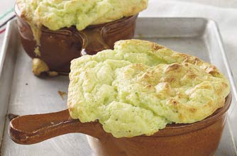 A warming vegetable souffle made with potatoes, brussels sprouts and cheese. This is light and yet substantial meal.
