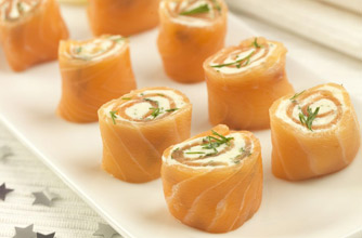 Smoked salmon cheese wheels 