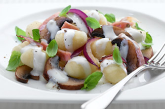 Creamy mushroom and bacon gnocchi