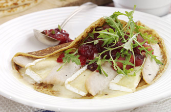 Turkey, brie and cranberry pancakes 