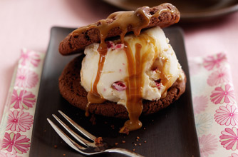 Double chocolate cookie sandwiches