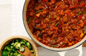 Veggie chilli with zingy avocado salsa Veggie chilli with zingy avocado salsa