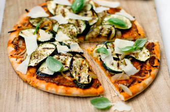 Weight Watchers courgette pesto and parmesan pizza
