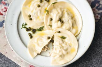 Smoked mackerel ravioli