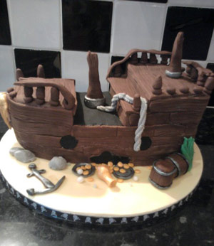Caroline Mitchell-Wise's sunken pirate ship cake Caroline Mitchell-Wise's sunken pirate ship cake