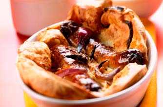 Toad in the hole with onion gravy