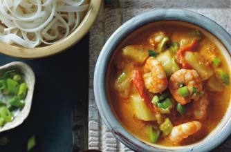 prawn curry and noodles