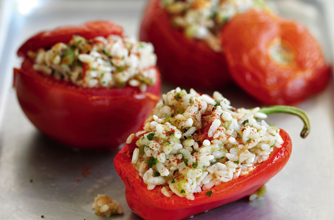 Slimming World's spicy rice stuffed peppers 