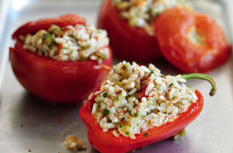 Slimming World's spicy rice stuffed peppers