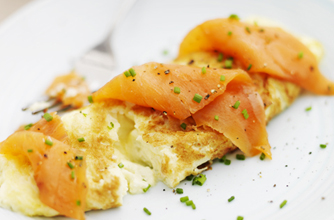 Smoked salmon and Boursin omelette