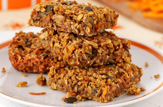 Crunchy carrot and seed flapjacks