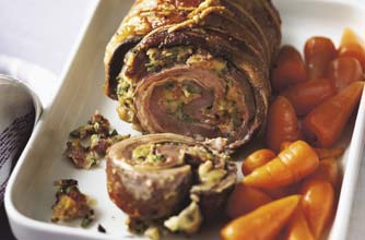 A great family favourite repeated from Woman's Weekly dated 1960. The improvement made is that the meat is cooked for longer at a lower temperature for maximum taste. The stuffing makes the meal more substantial. A great family favourite repeated from Woman's Weekly dated 1960. The improvement made is that the meat is cooked for longer at a lower temperature for maximum taste. The stuffing makes the meal more substantial.