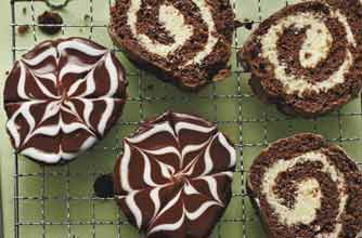 Feathered choc swiss roll Feathered choc swiss roll