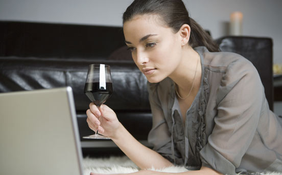 Woman drinking wine