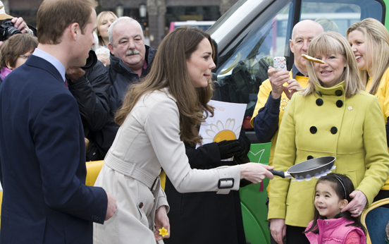 Kate Middleton and Prince William toss pancakes in Northern Ireland Kate Middleton and Prince William toss pancakes in Northern Ireland