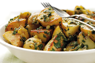 Baby new potatoes with salsa verde 
