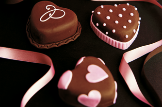 Romantic chocolate hearts