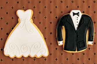 Bride and groom cookies