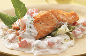 Seared salmon and greek yogurt salad