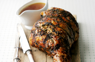 Roast leg of lamb with tarragon and mint butter recipe Roast leg of lamb with tarragon and mint butter recipe