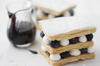 Blueberry and lemon millefeuille
