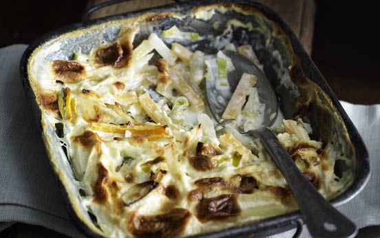 Swede, leek and potato gratin Swede, leek and potato gratin