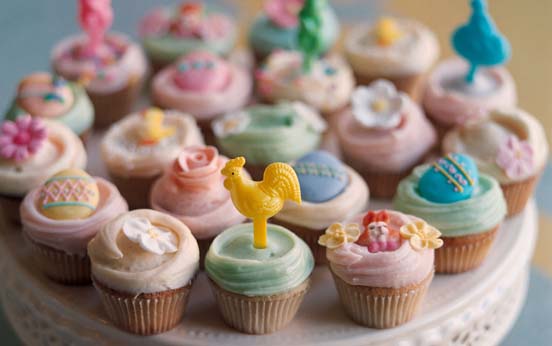 cupcakes, vanilla, easter, 