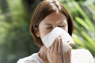 Woman suffering from hay fever symptoms Woman suffering from hay fever symptoms