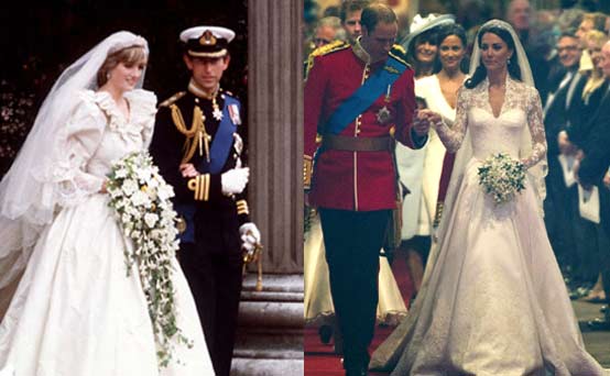 Diana and Charles, Kate and Will on their wedding days Diana and Charles, Kate and Will on their wedding days